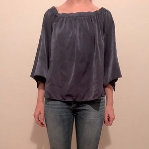 Slightly off shoulder lavender blouse